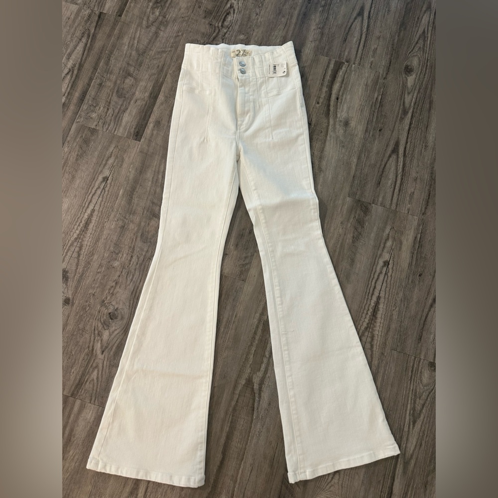 We The Free White Flare Wide Leg Jeans